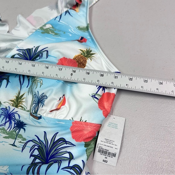 White and Blue One Piece Swimwear with Classic Design - Picture 6 of 6